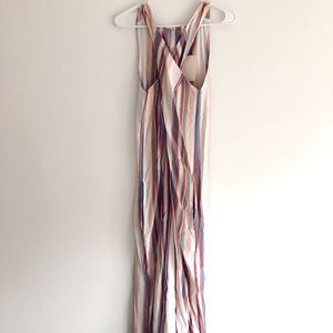 Striped Wide Leg Jumpsuit with Cross Neck